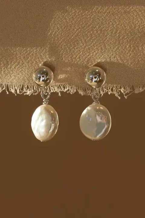 Lea Pearl Drop Earrings in Silver by Katie Waltman
