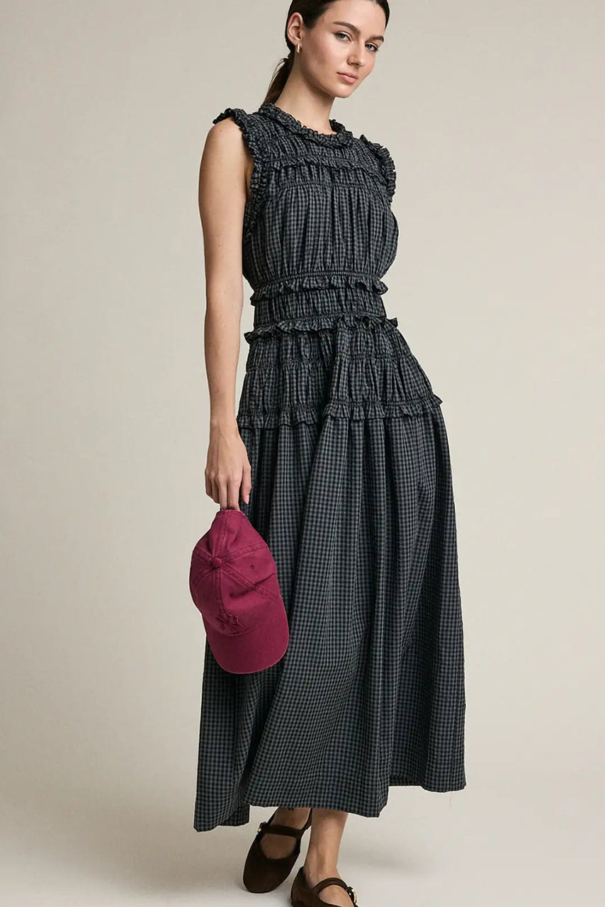 Lilah Dress in Grey Gingham