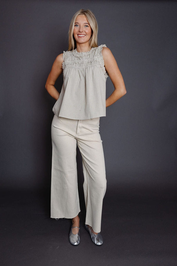 Lunzo Blouse in Beige Gingham