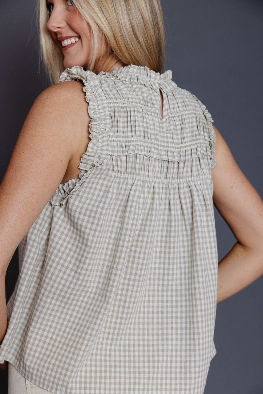 Lunzo Blouse in Beige Gingham