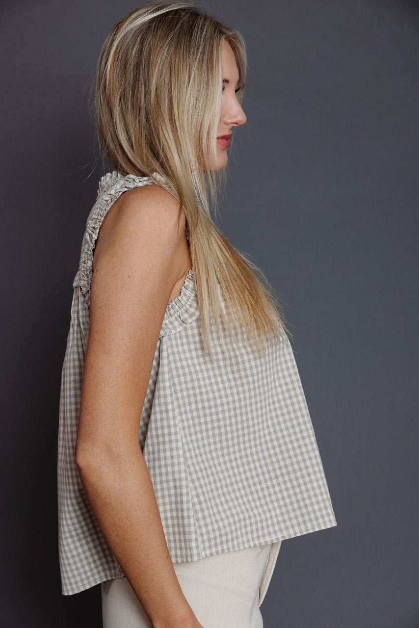 Lunzo Blouse in Beige Gingham