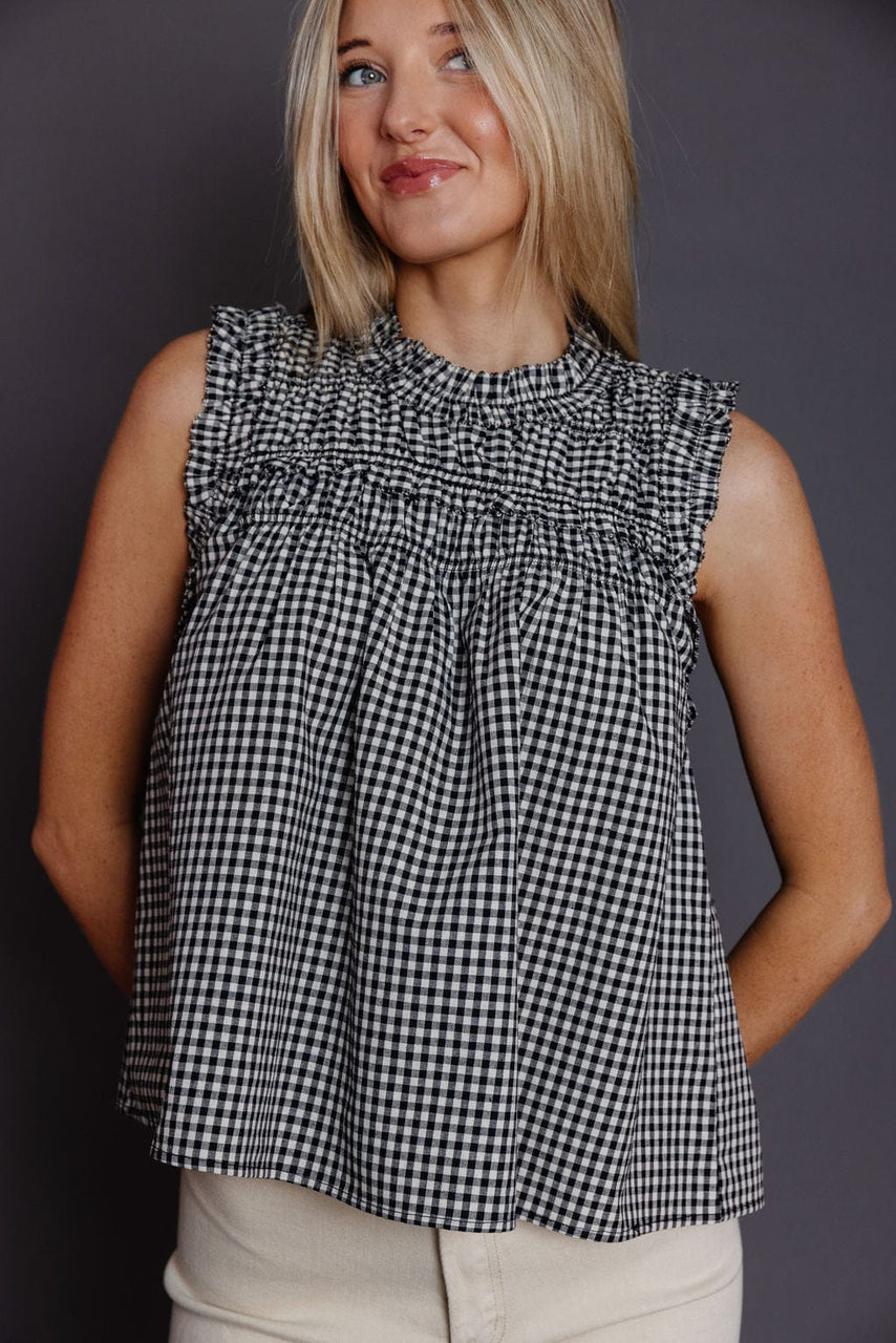 Lunzo Blouse in Black Gingham