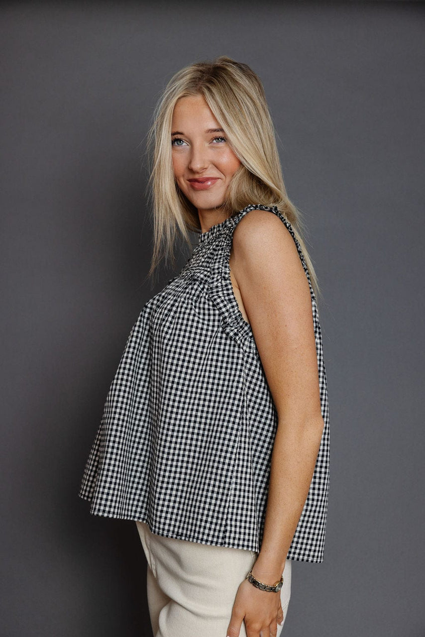 Lunzo Blouse in Black Gingham