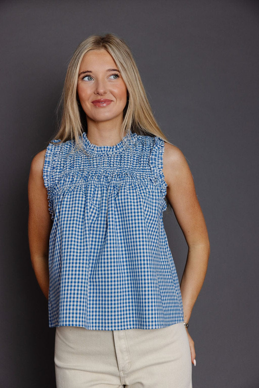 Lunzo Blouse in Blue Gingham