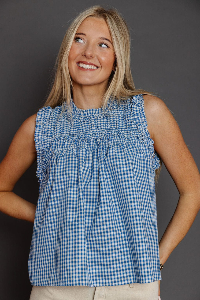 Lunzo Blouse in Blue Gingham