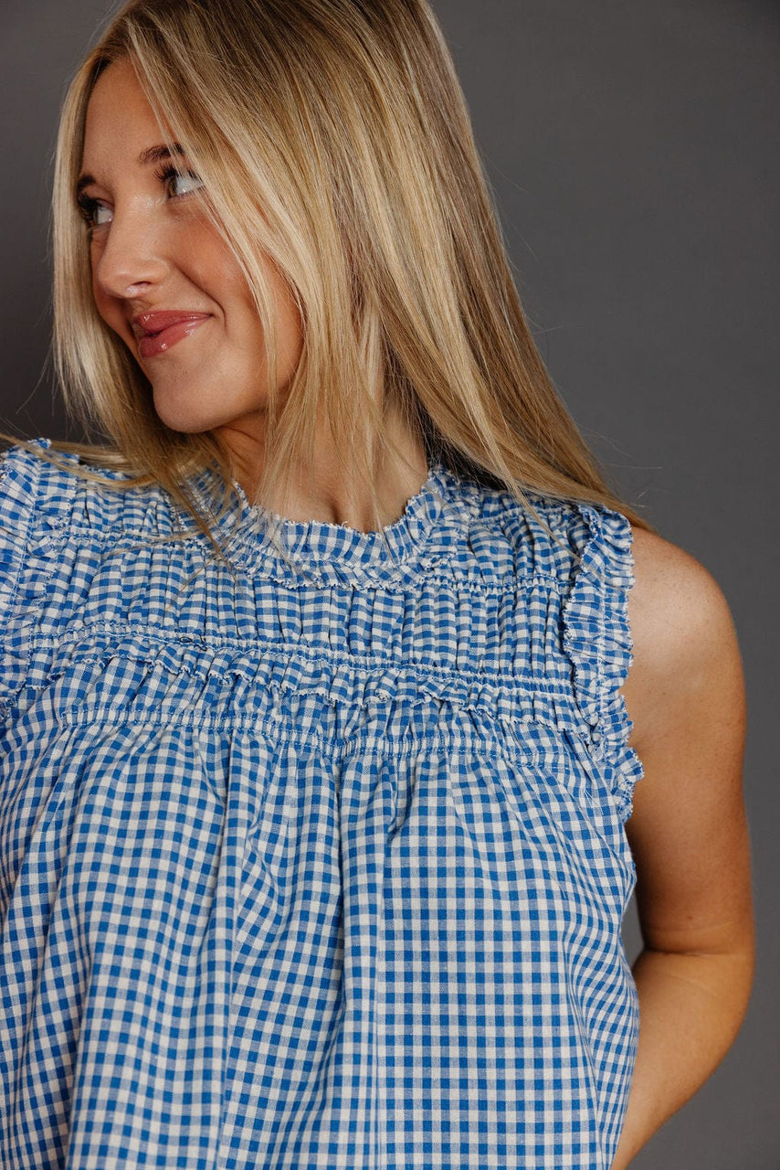 Lunzo Blouse in Blue Gingham
