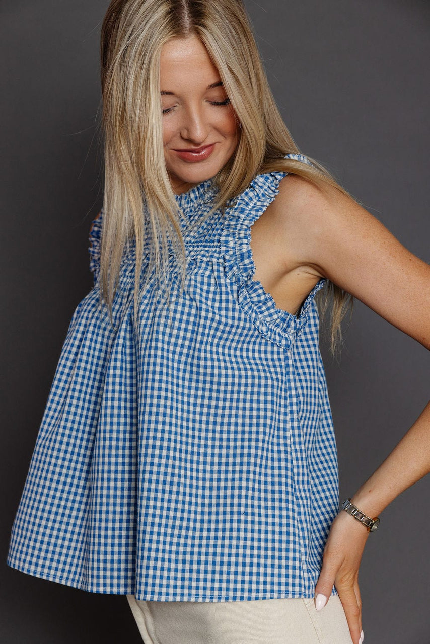 Lunzo Blouse in Blue Gingham