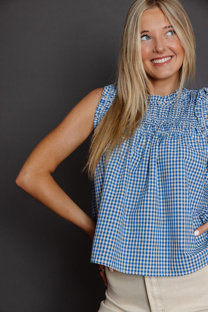 Lunzo Blouse in Blue Gingham