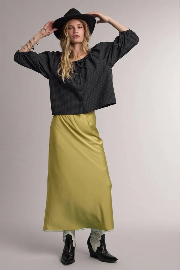 Marshall Satin Skirt in Chartreuse