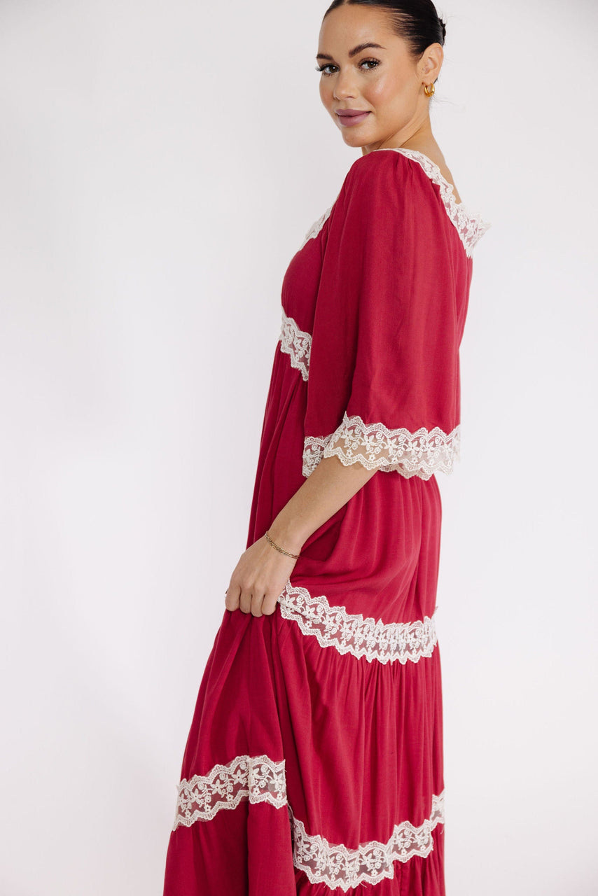 Mercedes Dress in Rococo Red