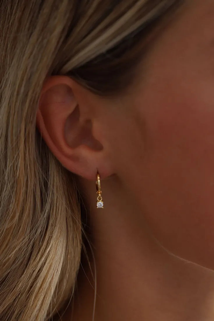 Miniature CZ Drop Earring in Gold by Katie Waltman