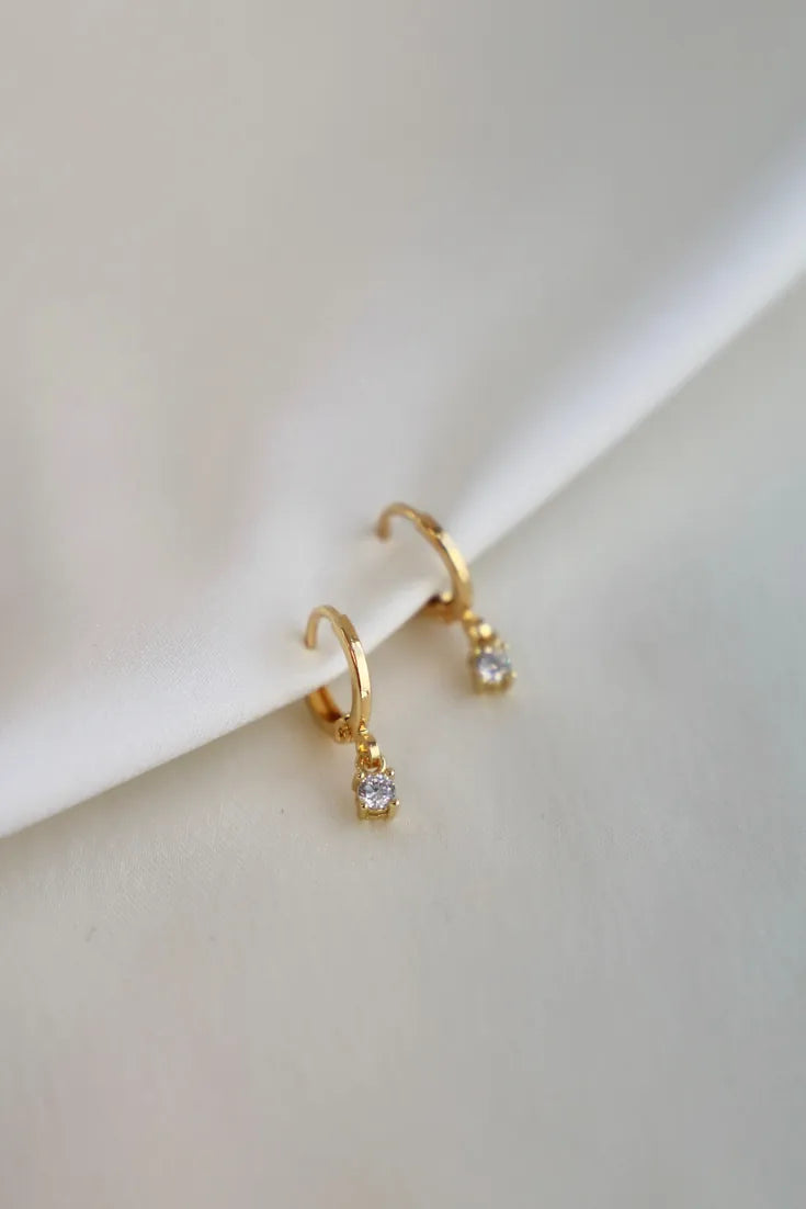 Miniature CZ Drop Earring in Gold by Katie Waltman