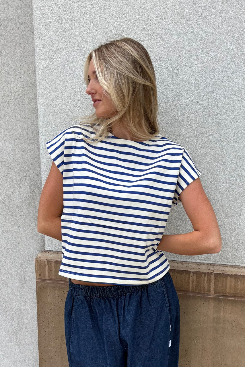 Mirah Tee in Blue/Cream