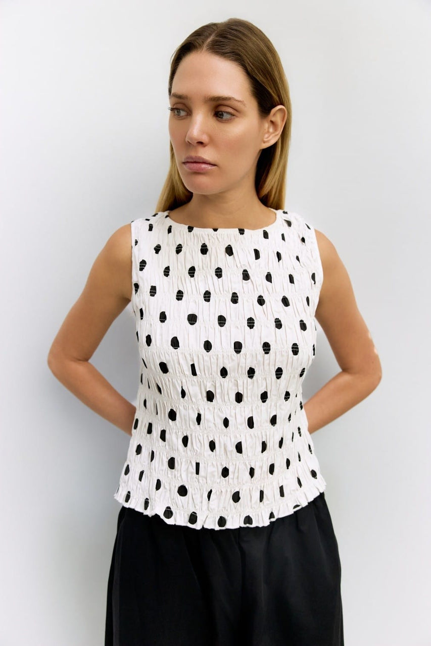 Natalie Blouse in White-Black