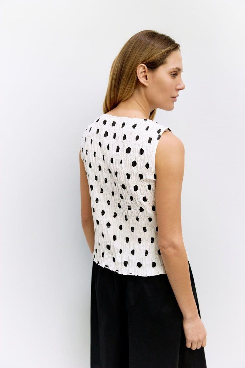 Natalie Blouse in White-Black