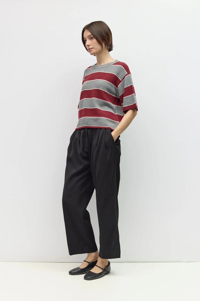 Pam Sweater in H. Grey/Burgundy/Cream