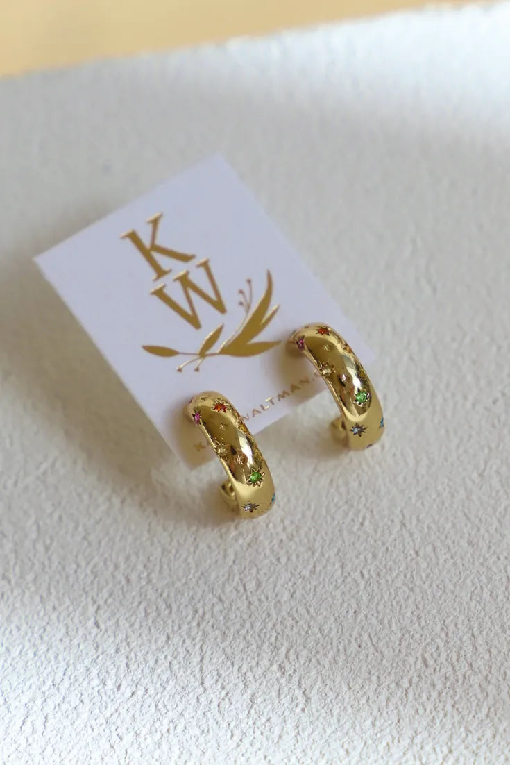 Penny CZ Star Hoop in Gold by Katie Waltman