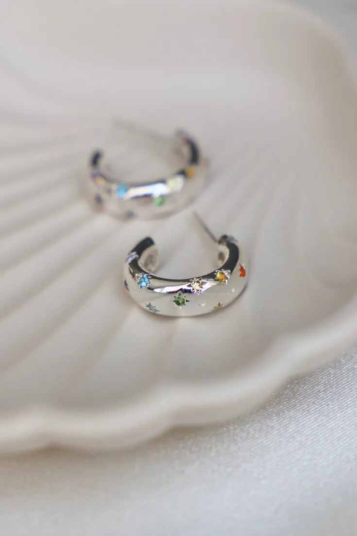 Penny CZ Star Hoop in Silver by Katie Waltman