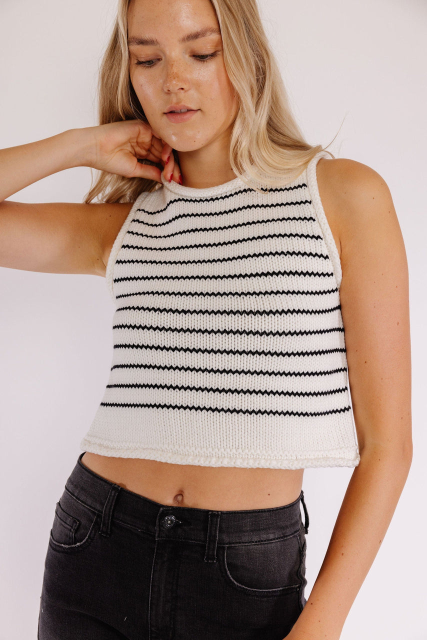 Powell Top in White/Black