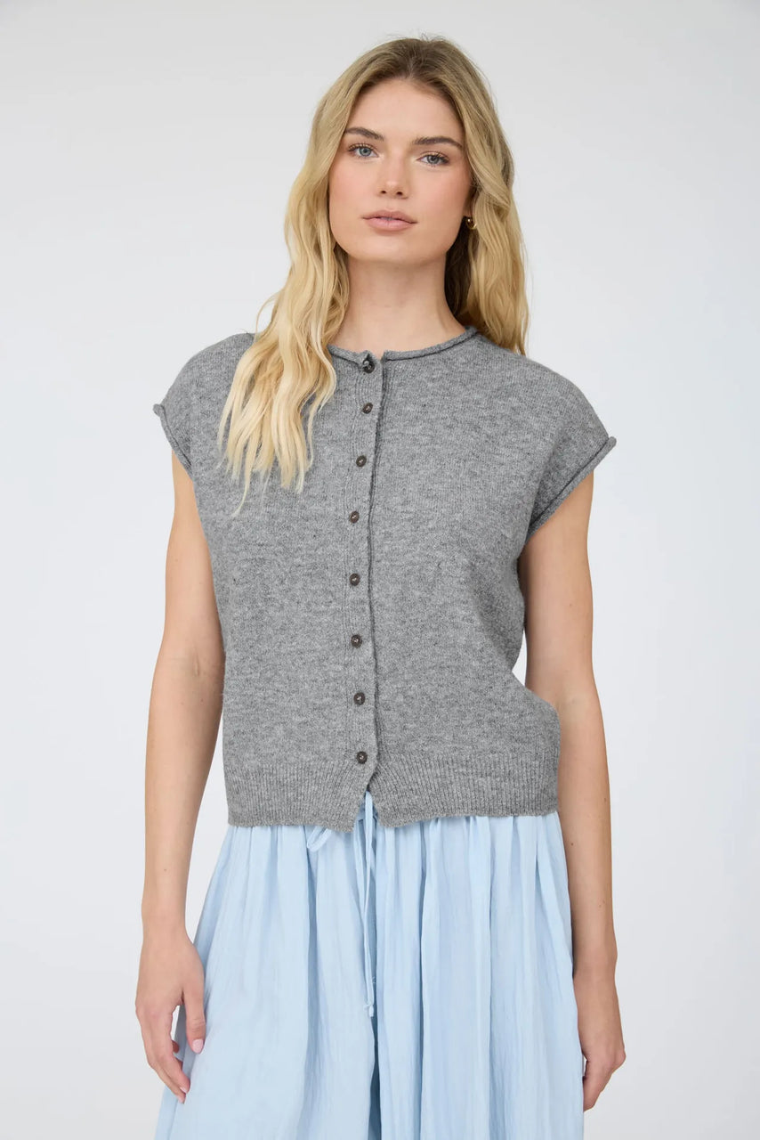 Reyna Sleeve Cardigan in D. Grey