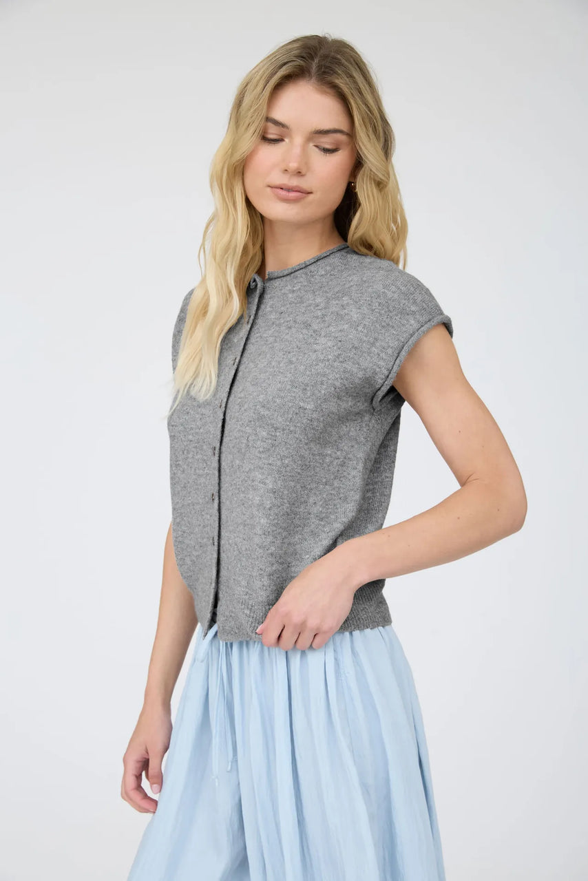 Reyna Sleeve Cardigan in D. Grey