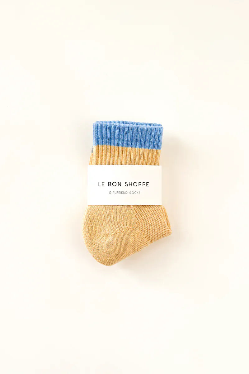 Le Bon Shoppe Color Block Girlfriend Sock in Yellow blue