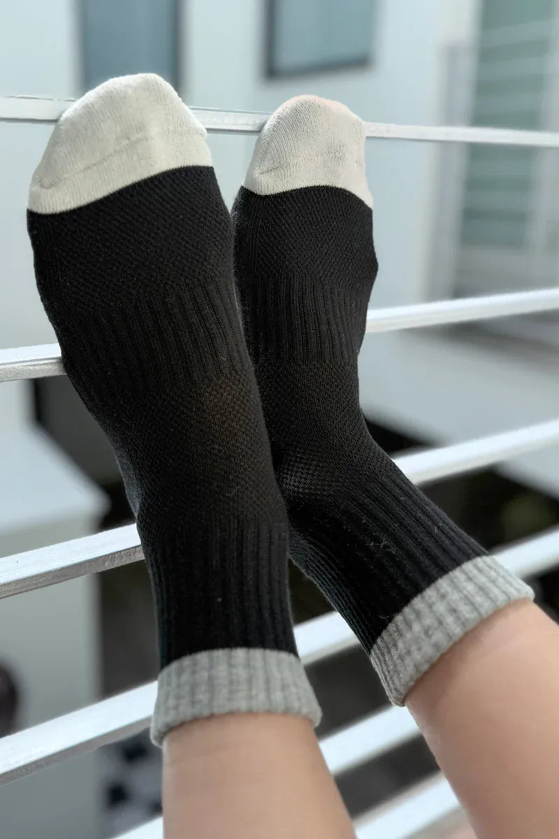 Le Bon Shoppe Color Block Girlfriend Sock in Black Grey