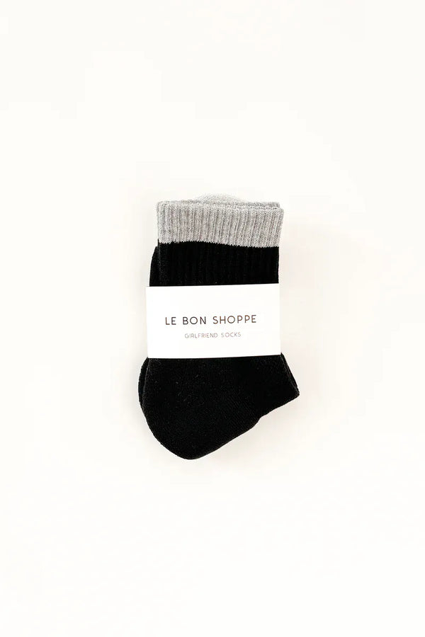 Le Bon Shoppe Color Block Girlfriend Sock in Black Grey