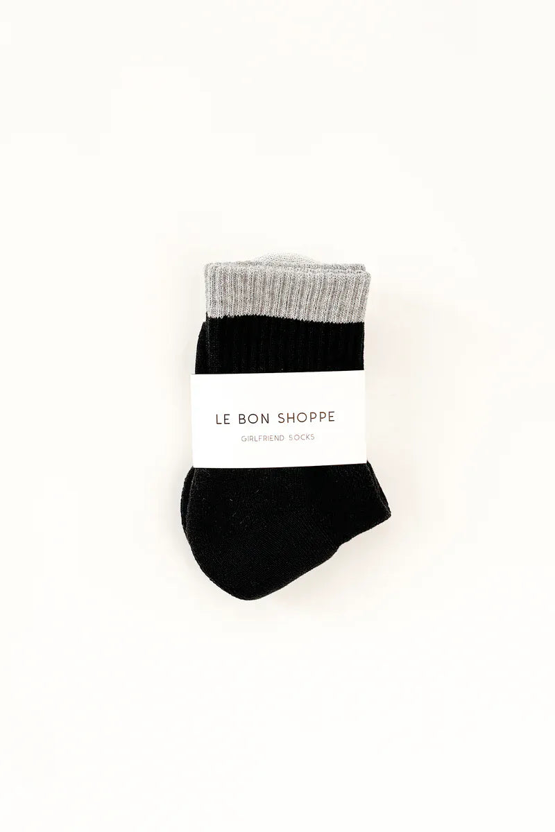 Le Bon Shoppe Color Block Girlfriend Sock in Black Grey