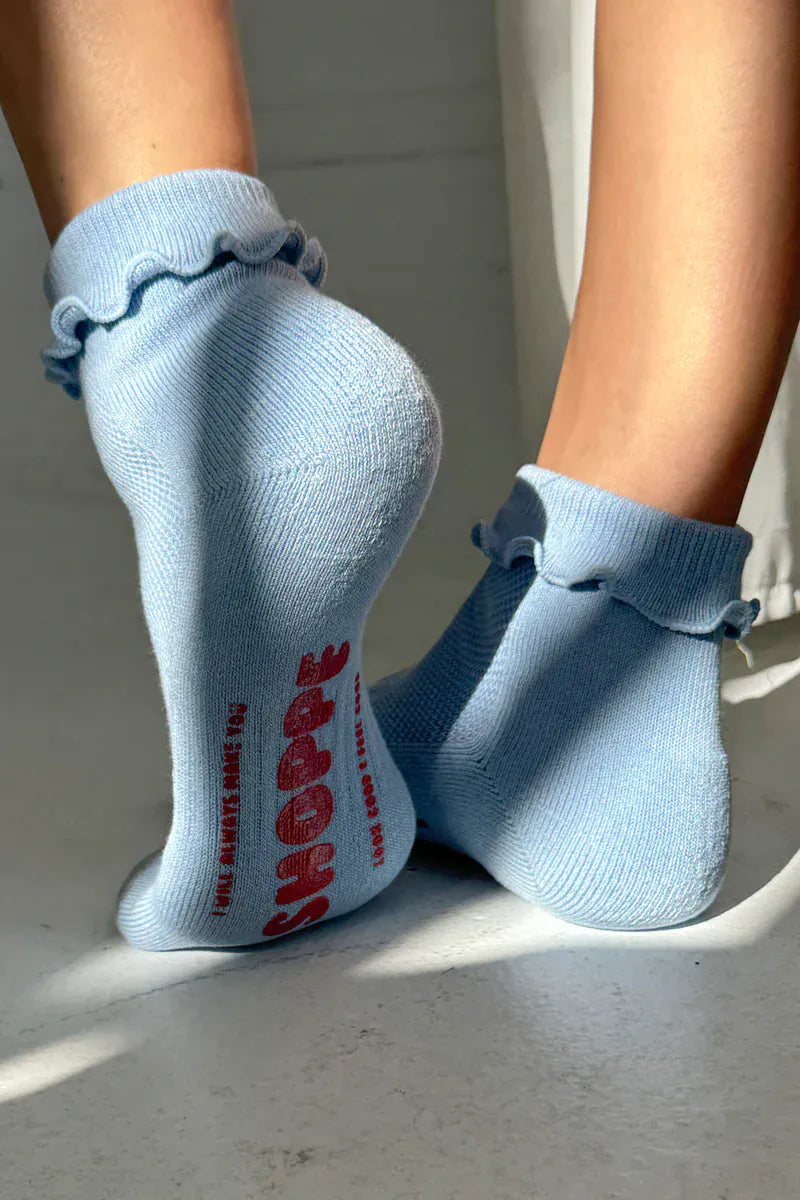 Le Bon Shoppe Hugger Socks in Periwinkle/Red