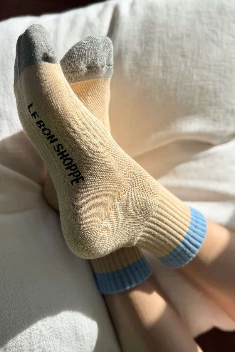 Le Bon Shoppe Color Block Girlfriend Sock in Yellow blue