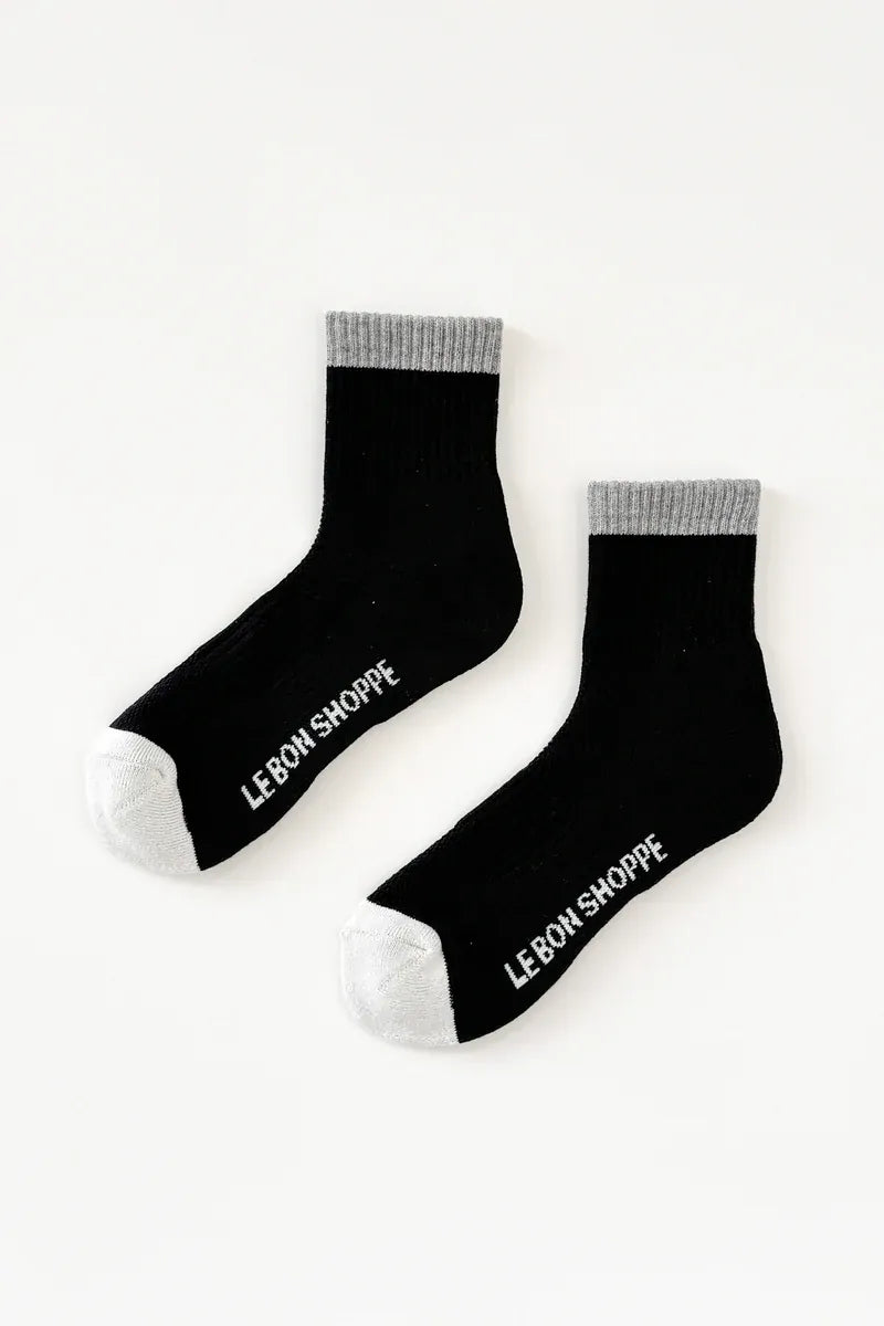 Le Bon Shoppe Color Block Girlfriend Sock in Black Grey