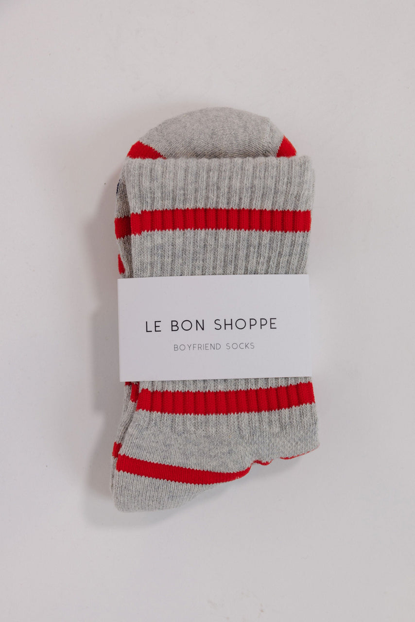 Le Bon Shoppe Striped Boyfriend Socks in Red Stripe