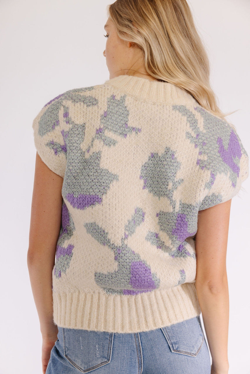 Tansie Sweater Vest in Sage/Lavender