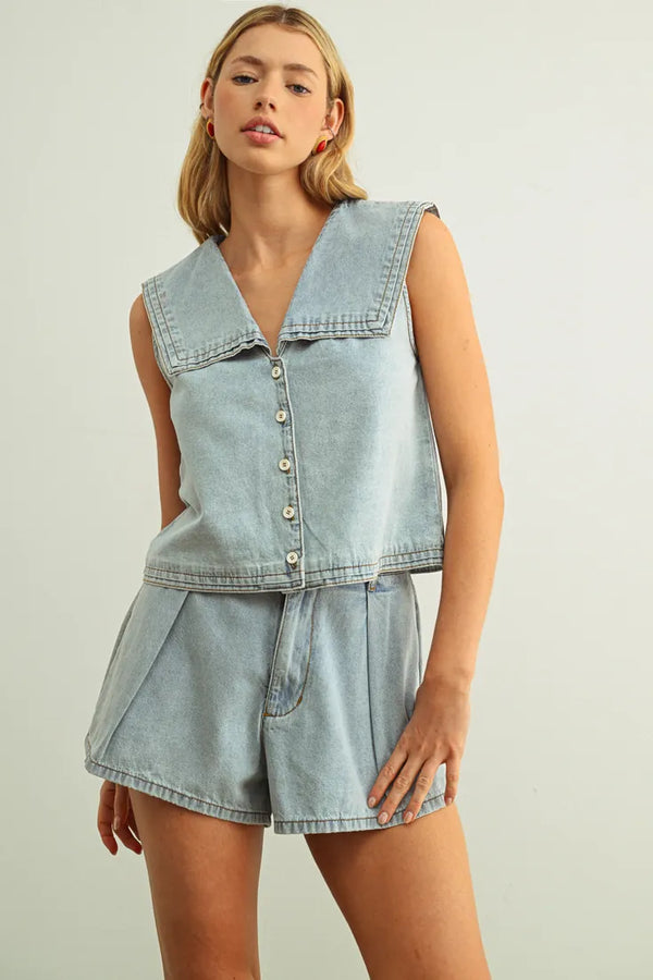 Truman Blouse in Lt. Blue Denim