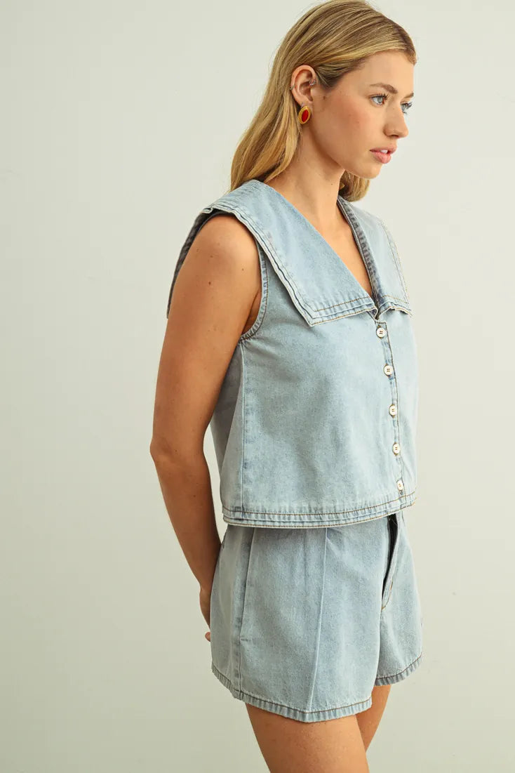 Truman Blouse in Lt. Blue Denim