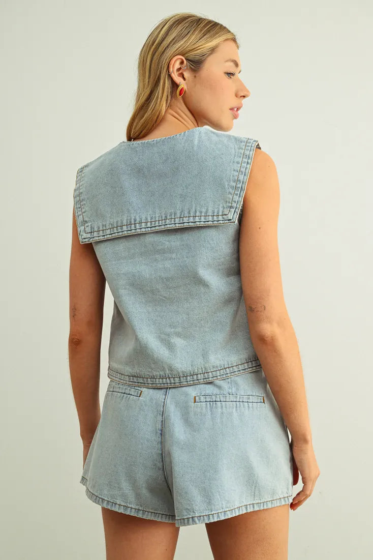 Truman Blouse in Lt. Blue Denim