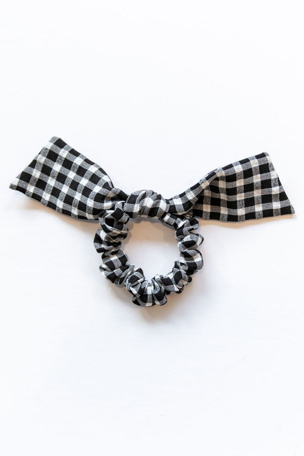 Black Gingham Bow Scrunchie