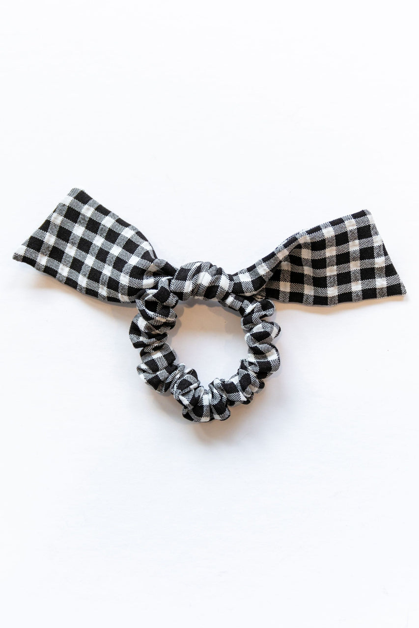Black Gingham Bow Scrunchie