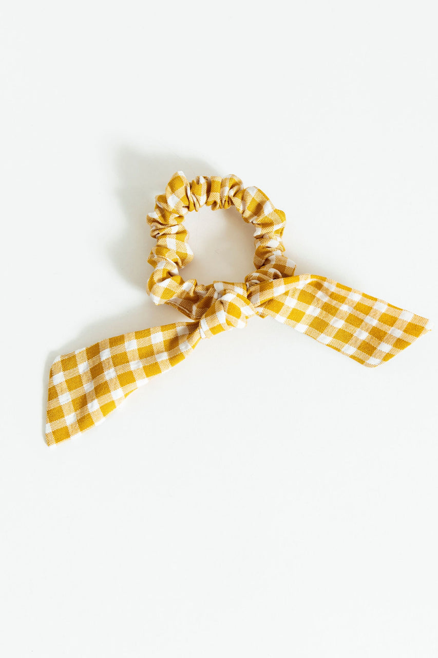 Yellow Gingham Bow Scrunchie