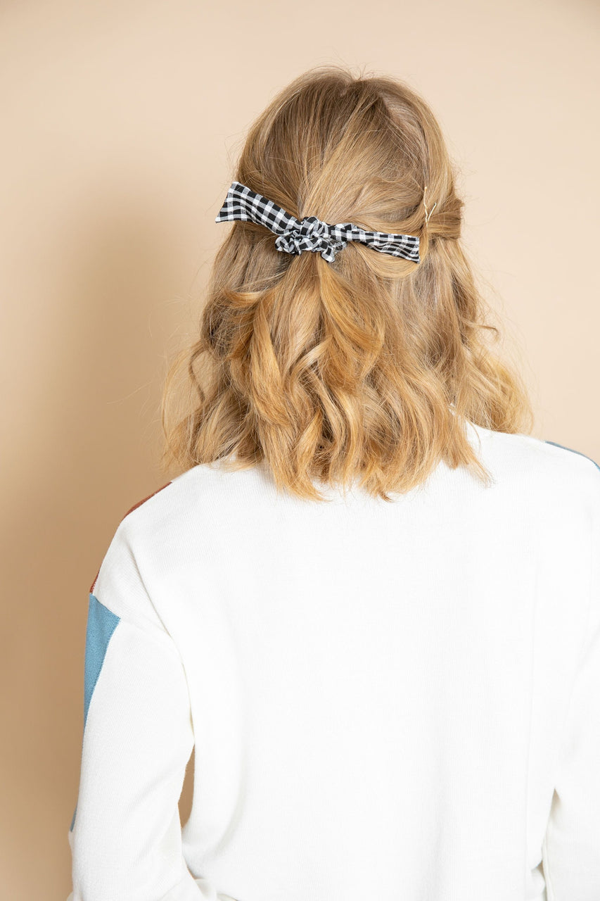 Black Gingham Bow Scrunchie