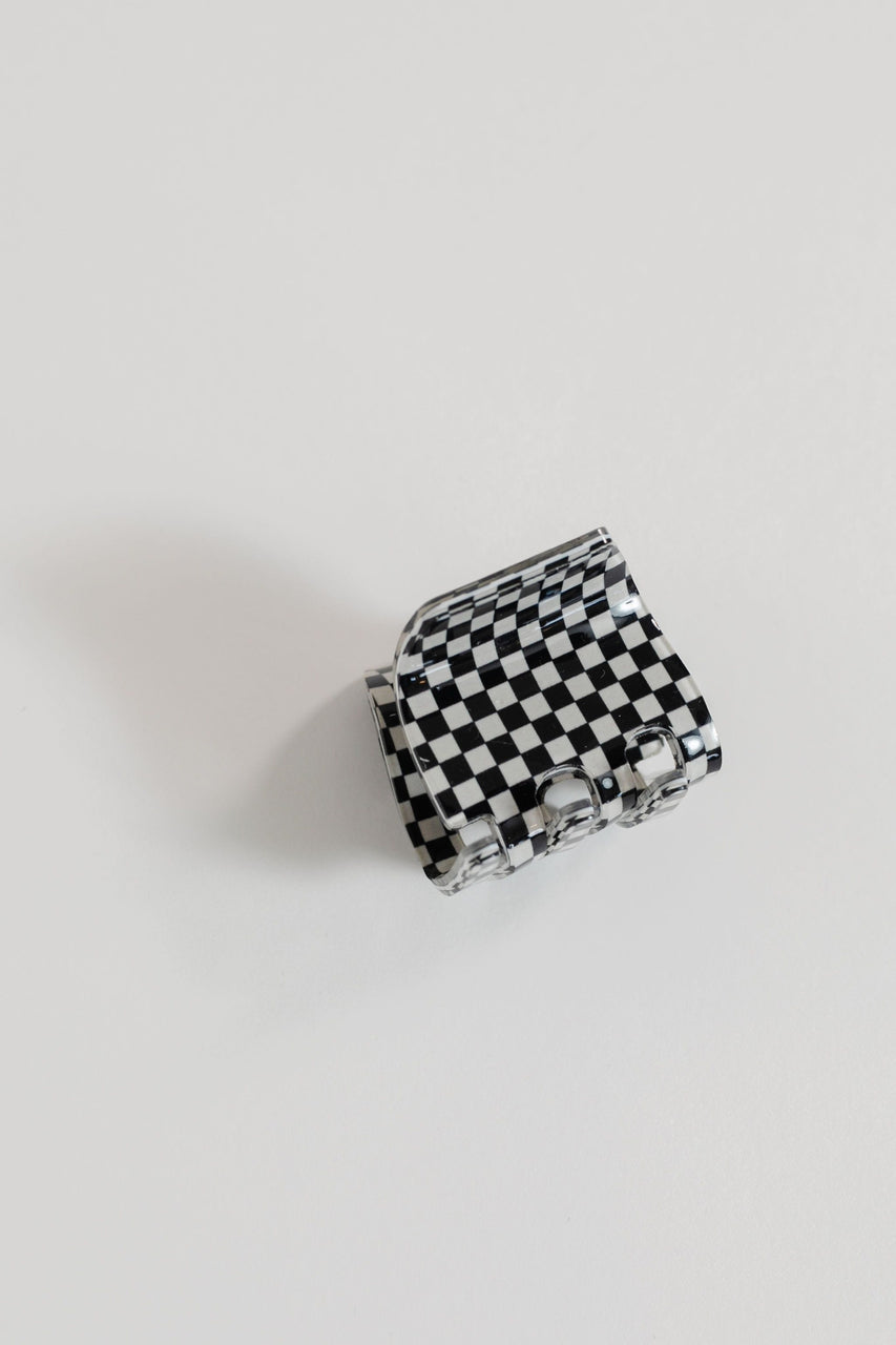 Hair Claw in Small Black Checkerboard 1.5