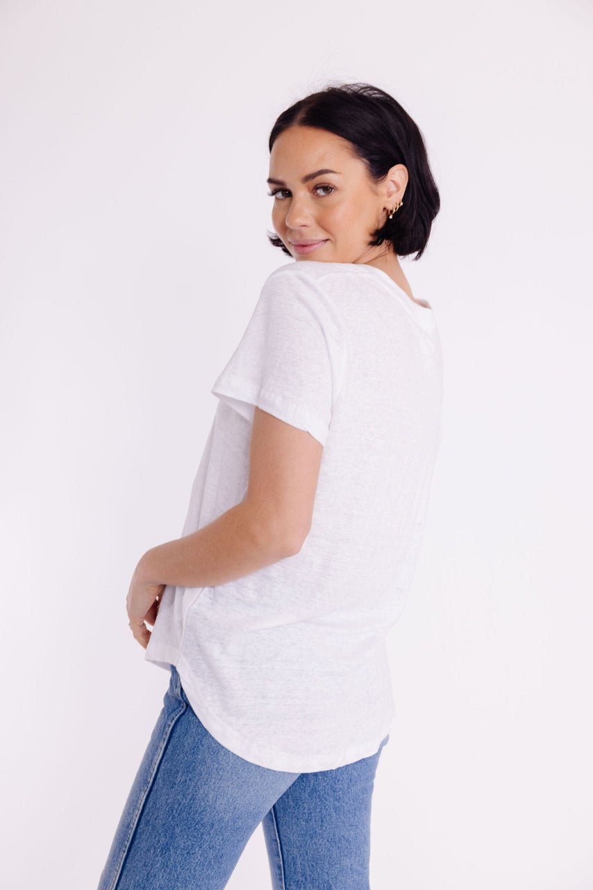 Delta Linen Tee in White