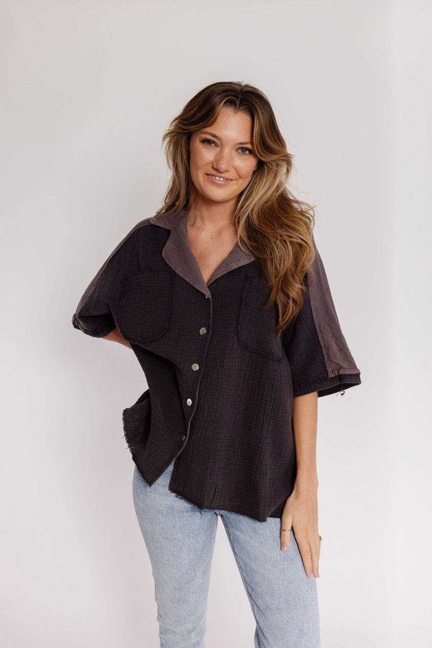 Easy Breezy Blouse in Charcoal