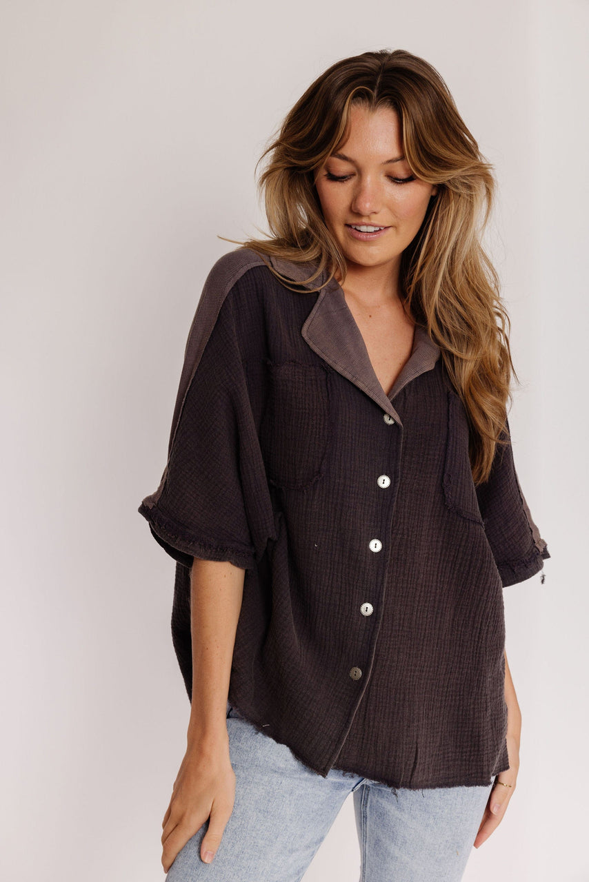 Easy Breezy Blouse in Charcoal