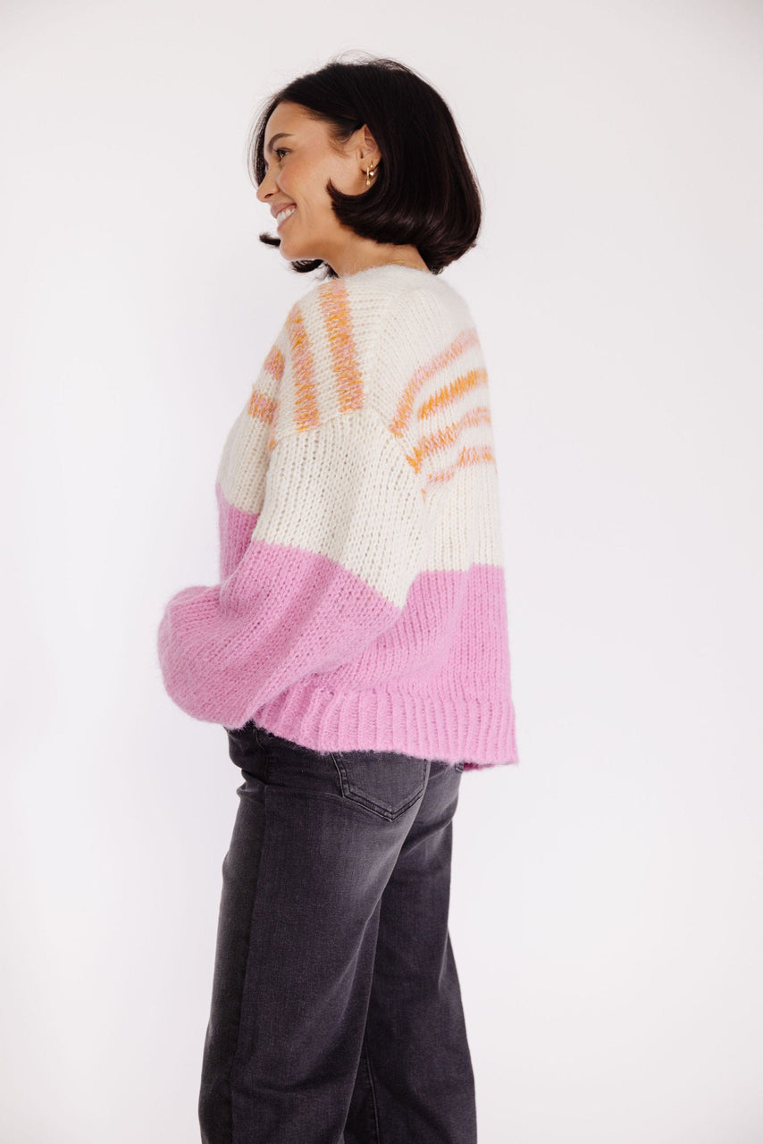 Elle Open Cardigan in Multi Stripe