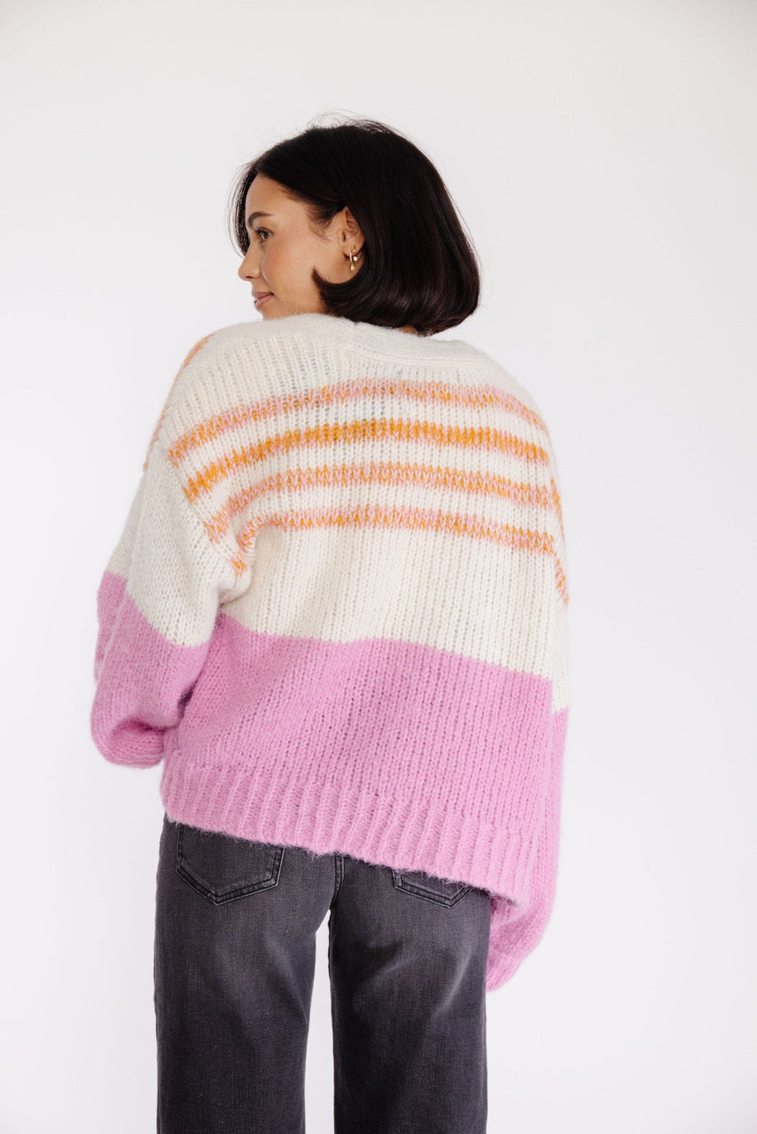 Elle Open Cardigan in Multi Stripe