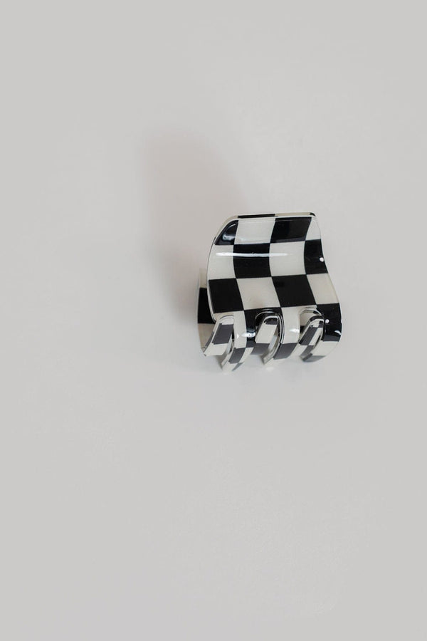 Hair Claw in Large Black Checkerboard 1.5"