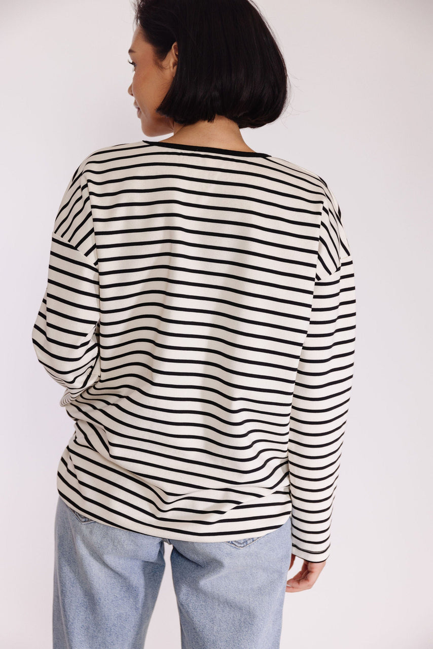 Isla Striped Tee in Cream-Black