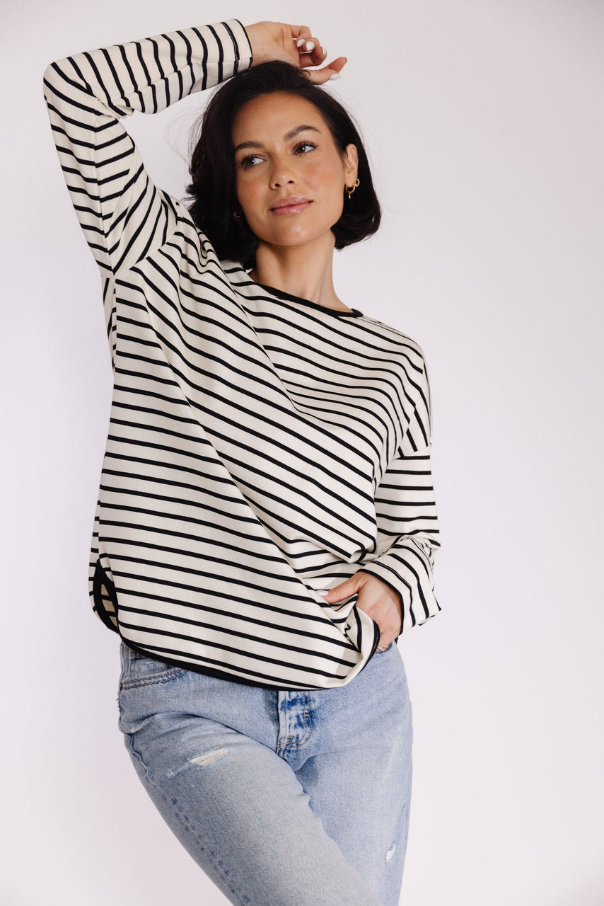 Isla Striped Tee in Cream-Black